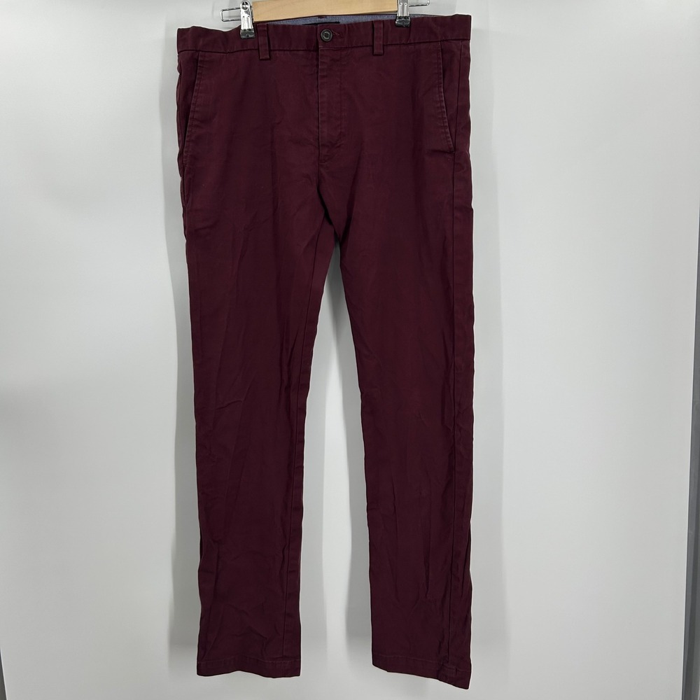 Banana Republic Fulton Skinny Chino Pants Burgundy Mens 35x34 Stretch Cotton